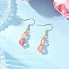 Round Cherry Quartz Glass Beaded Necklace & Bracelet & Dangle Earring Sets SJEW-JS01329-4