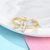 Rack Plating Brass Micro Pave Cubic Zirconia Open Cuff Rings for Women KK-K392-59G-02-2