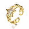 Brass Micro Pave Clear Cubic Zirconia Cuff Rings RJEW-N035-002-NF-5