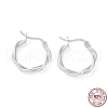 Rhodium Plated 925 Sterling Silver Hoop Earrings EJEW-K258-15C-P-1