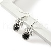 Leaf with Flat Round Alloy Rhinestone Dangle Earrings FS-WG8EEAF-02-1