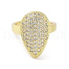 Brass with Cubic Zirconia Open Cuff Rings for Women RJEW-A035-11G-2