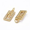 Brass Micro Pave Clear Cubic Zirconia Pendants ZIRC-Z010-14G-2