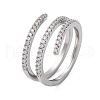 Brass Micro Pave Clear Cubic Zirconia Open Cuff Rings for Women RJEW-S624-04P-4