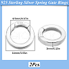 SUNNYCLUE 2Pcs 925 Sterling Silver Spring Gate Rings STER-SC0001-36B-2