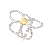 304 Stainless Steel Hollow Flower Open Cuff Rings RJEW-R018-02GP-4