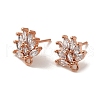 Brass Clear Cubic Zirconia Stud Earring Findings EJEW-E257-03RG-1