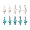 10Pcs 2 Colors Starfish & Rondelle Dyed Synthetic Turquoise Beaded Pendants PALLOY-JF03949-1