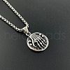 Stainless Steel Flat Round Skeleton Hand Pendant Trendy Punk Style Men's Necklaces NL0827-1