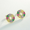 Brass Colorful Cubic Zirconia Stud Earrings WG39B88-15-1