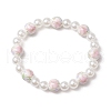 ABS Plastic Imitation Pearl Round Beads Stretch Bracelets for Women BJEW-JB11606-03-2