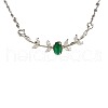 Branch with Oval Brass Cubic Zirconia Pendant Necklaces for Women FS-WG08EC3-01-4
