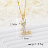 Brass Micro Pave Clear Cubic Zirconia Crown Initial Pendant Necklaces FS-WGD727C-12-1