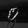 Constellations Rhodium Plated 925 Sterling Silver Micro Pave Clear Cubic Zirconia Adjustable Rings for Women RJEW-P130-01P-B-1
