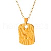 Stainless Steel Textured Rectangle with Star Pendant Necklaces for Women YD7144-2-5