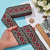7M Ethnic Style Polyester Rhombus Jacquard Ribbon OCOR-WH0086-98A-3