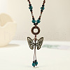 Ethnic Style Butterfly Alloy & Porcelain Beads Pendant Long Necklaces for Women FS-WG12891-04-1