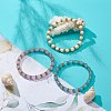 3Pcs 3 Color Natural Malaysia Jade(Dyed) & Alloy Daisy Beaded Stretch Bracelets for Women BJEW-JB08856-2