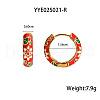 Chinese Retro Stainless Steel Enamel Ring with Flower Pattern Hoop Earrings BB7359-1-2