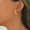Brass C-Shaped with Flower Stud Earrings IF6641-2-5