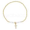 Chic Brass & Imitation Pearl Bead Stretch Bracelets GI8988-5