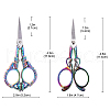 SUNNYCLUE 2Pcs 2 Style Stainless Steel Embroidery Scissors TOOL-SC0001-41-2