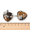 Natural Tiger Eye Heart Pendants G-S391-01P-F-3