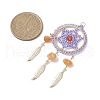 Natural Red Aventurine Chip & Dyed Agate & Glass Bead Big Pendants PALLOY-MZ00231-02-2