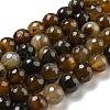 Faceted Natural Banded Agate Beads Strands G-F447-12mm-O02-2