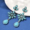 Alloy Synthetic Turquoise Dangle Stud Earrings EJEW-U053-06AS-2