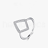 Rhombus 925 Sterling Silver Micro Pave Clear Cubic Zirconia Finger Rings for Women FS-WGB12EE-02-4