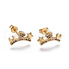 Brass Micro Pave Cubic Zirconia Stud Earrings X-EJEW-F201-16G-1