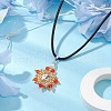 Flower Glass Seed Beads Pendant Necklaces NJEW-MZ00047-01-2