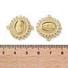Rack Plating Brass Cubic Zirconia Virgin Mary Oval Connector Charms KK-C084-35C-G-3