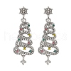 Christmas Trees Alloy Rhinestone Dangle Stud Earrings EJEW-A112-01P-2