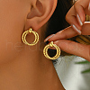 Stylish Geometric Stainless Steel Textured Two-layer Stud Earrings RQ1925-3-1