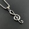 Fashionable Punk Rock Music Note Stainless Steel Pendant Necklace for Men and Women AQ2860-1