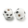Printed Wood European Beads WOOD-G022-08B-11-2