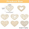 40Pcs 8 Style Wedding Theme Unfinished Wood Heart Pendant Decorations WOOD-CJ0002-06-8