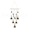 Iron Bell & Alloy Key/Sun/Moon Charm Hanging Ornaments HJEW-JM03431-1