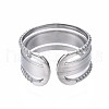 Non-Tarnish 304 Stainless Steel Triple Line Open Cuff Ring RJEW-T023-35P-2