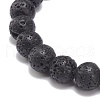 Natural Lava Rock & Rhinestone Stretch Bracelet BJEW-JB08574-5