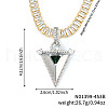 Elegant Brass Pave Green Cubic Zirconia Triangle Pendant Necklaces TK2865-3-1