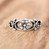 Hollow Out Oval with Flower Pattern Brass Finger Rings for Women FS-WG14675-05-2