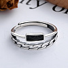 Rectangle 925 Sterling Silver Enamel Adjustable Rings FS-WGE3ABB-01-2