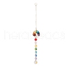 Chakra Octagon Glass Beaded Pendant Decorations HJEW-JM00835-2
