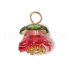 Glass Beads with Transparent Acrylic Bead Caps and Tibetan Style Alloy Daisy Spacer Beads and ABS Plastic Imitation Pearl Beads and Iron Bead Caps Pendants PALLOY-JF03629-3