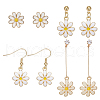 ANATTASOUL 4 Pairs 4 Styles Flower Alloy Enamel Dangle Earrings for Women EJEW-AN0004-52-1