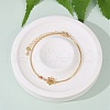 Brass Micro Pave Cubic Zirconia Birthday Flower Link Bracelets BJEW-U031-01G-07-1