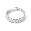 304 Stainless Steel Twist Rope Shape Open Cuff Ring for Women RJEW-E063-31P-2